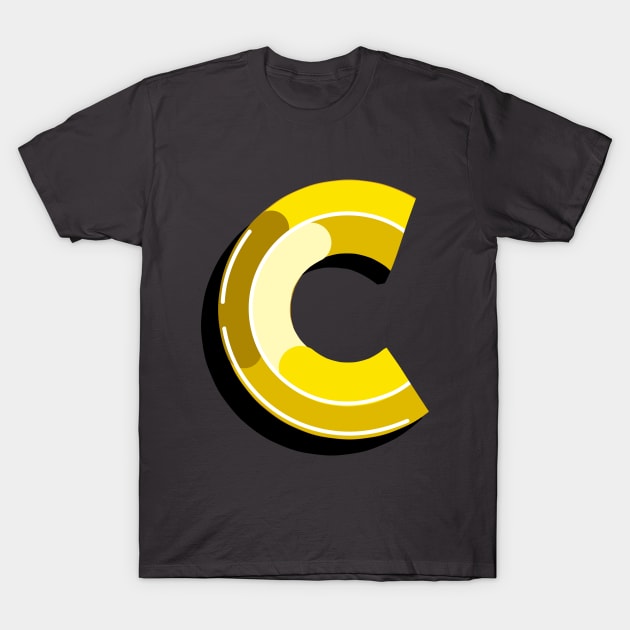 Simplistic 3D Letter C Typographic Art . T-Shirt by New East 